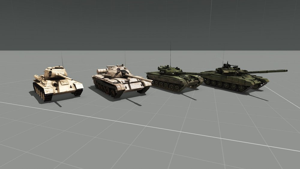 T-34, T-55. T-72, T-90